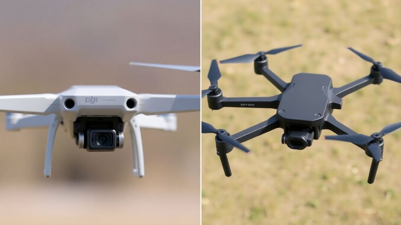 DJI drone versus Skydio drone in flight comparison.